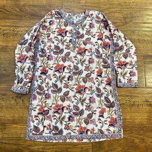 Anokhi Koki paisley printed cotton tunic dress 8-9